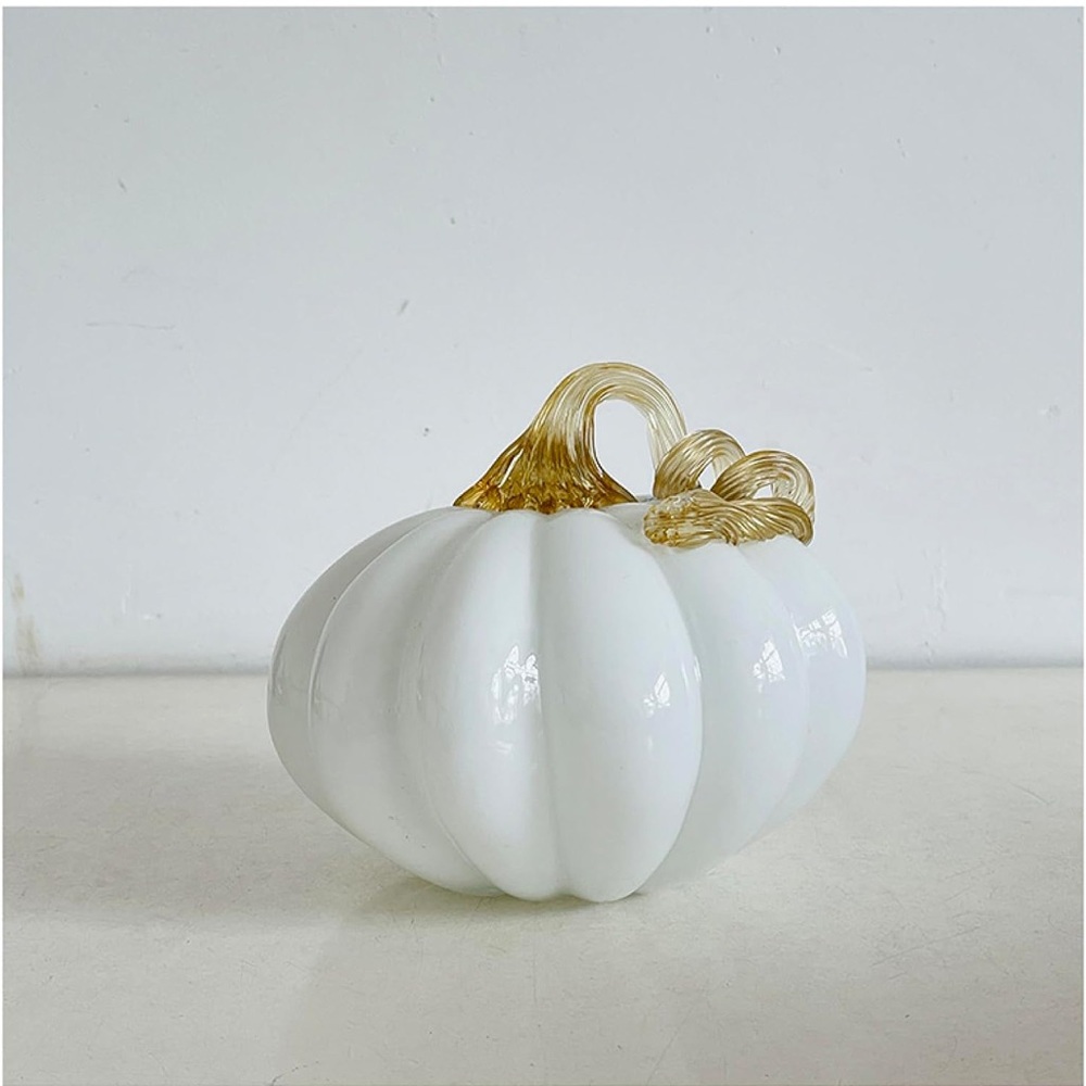 White Glass Pumpkin Decor - Picture 1 of 7